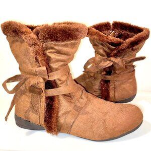 Jazzberry Brown Faux Fur Winter Boots Size 11